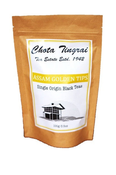 Assam Golden Tips package front - direct from Chota Tingrai Tea Estate