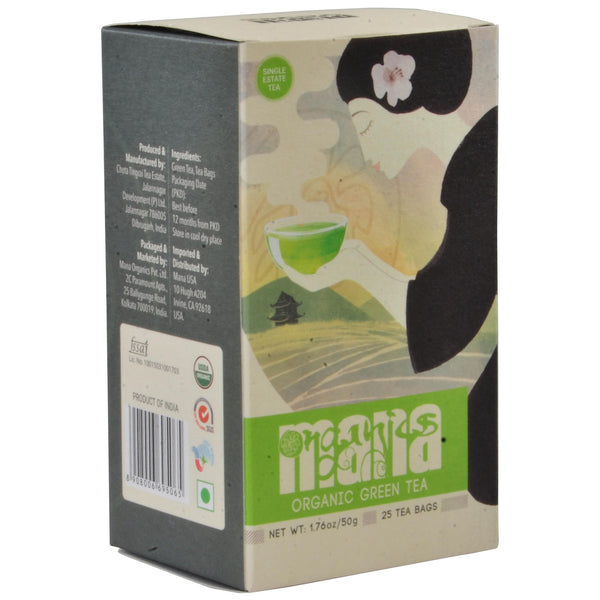 Mana Organics Organic Green Tea Bags Box Angle View