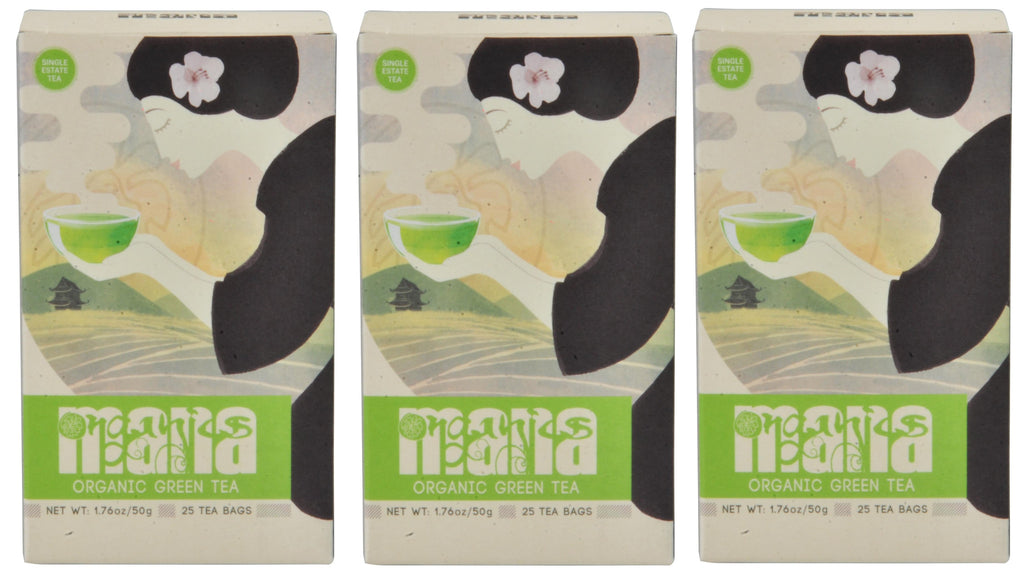Mana Organics Organic Green Tea Bags Box Triple Pack